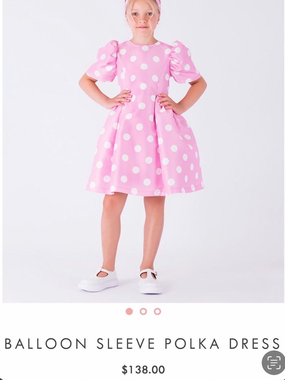 Balloon Sleeve Polka Dot Dress - Pink